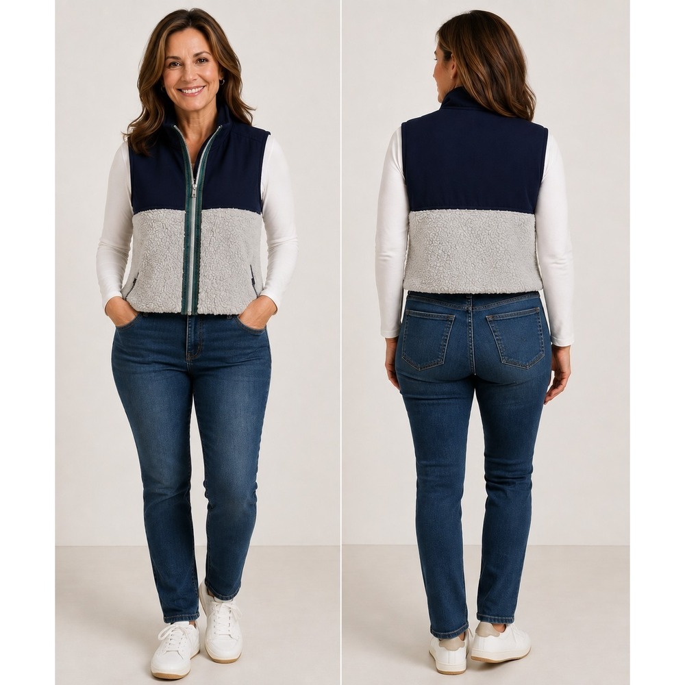 Toad & Co Sespe Sherpa Vest Womens Size L Oatmeal Full Zip